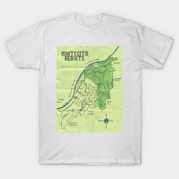 Montecito Heights T-Shirt by PendersleighAndSonsCartography